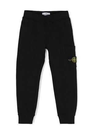 black cotton track pants STONE ISLAND KIDS | 801661540V0029